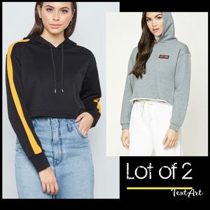 Lot of 2 Forever21 cropped hoodies L BNWT